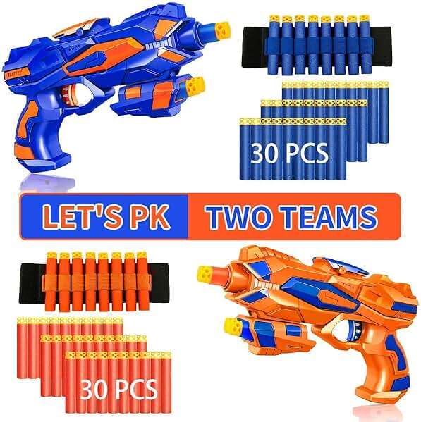 Wordot 2 Pack Guns Boys Toy-with 60 Soft Foam Darts Bullets& 2 Wrist Bands-Kids Hand Gun Toys Gifts Party Supplies for 3,4,5,6,7,8,9 Years Kids - Image 4