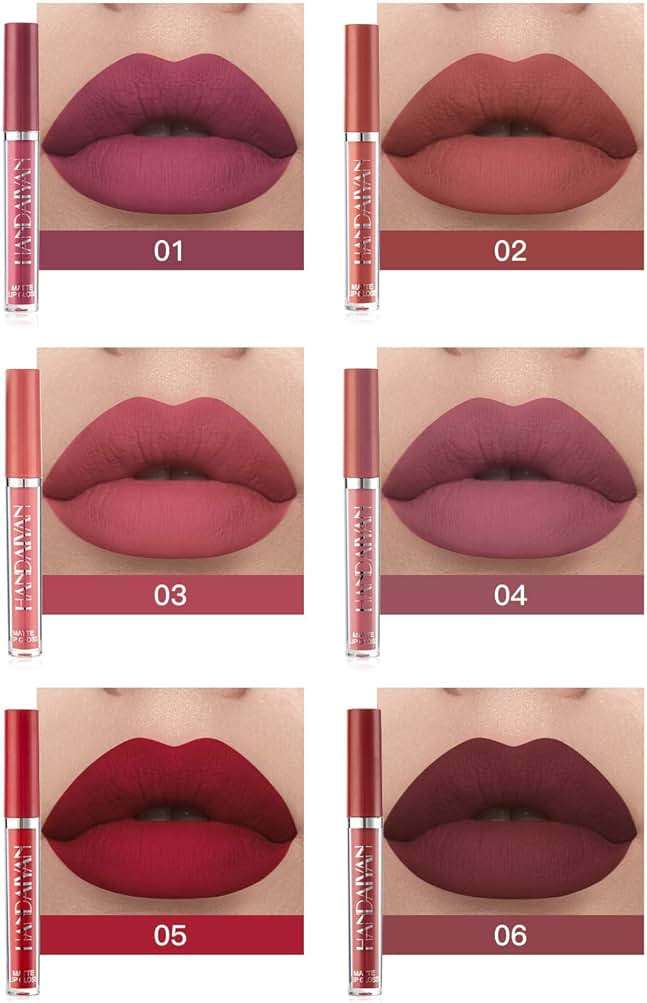 6Pcs Matte Liquid Lipstick Makeup Set, Matte liquid Long-Lasting Wear Non-Stick Cup Not Fade Waterproof Lip Gloss (Set A) - Image 2