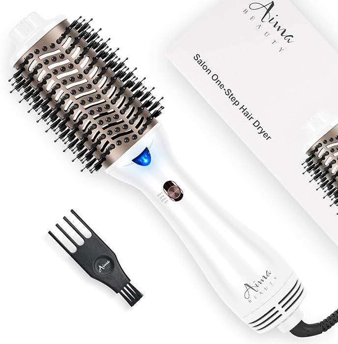 One Step Dryer & Volumizing Hot Air Brush, Blow Dryer, Ceramic Straightener, Curler & Hot Comb 4 in 1 Salon Ionic Hair Styling Tools, White - Image 1