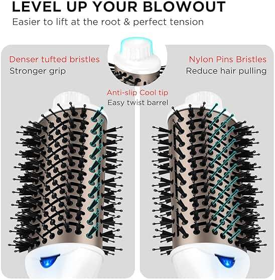 One Step Dryer & Volumizing Hot Air Brush, Blow Dryer, Ceramic Straightener, Curler & Hot Comb 4 in 1 Salon Ionic Hair Styling Tools, White - Image 3
