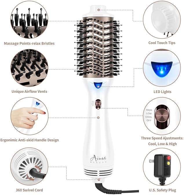 One Step Dryer & Volumizing Hot Air Brush, Blow Dryer, Ceramic Straightener, Curler & Hot Comb 4 in 1 Salon Ionic Hair Styling Tools, White - Image 8