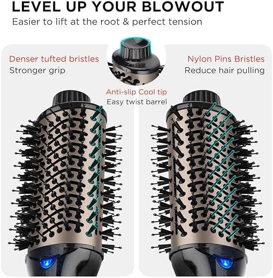 One Step Hair Dryer & Volumizing Hot Air Brush, Blow Dryer, Ceramic Straightener, Curler & Hot Comb 4 in 1 Salon Ionic Brush, Hair Styling Tools, Black - Image 3
