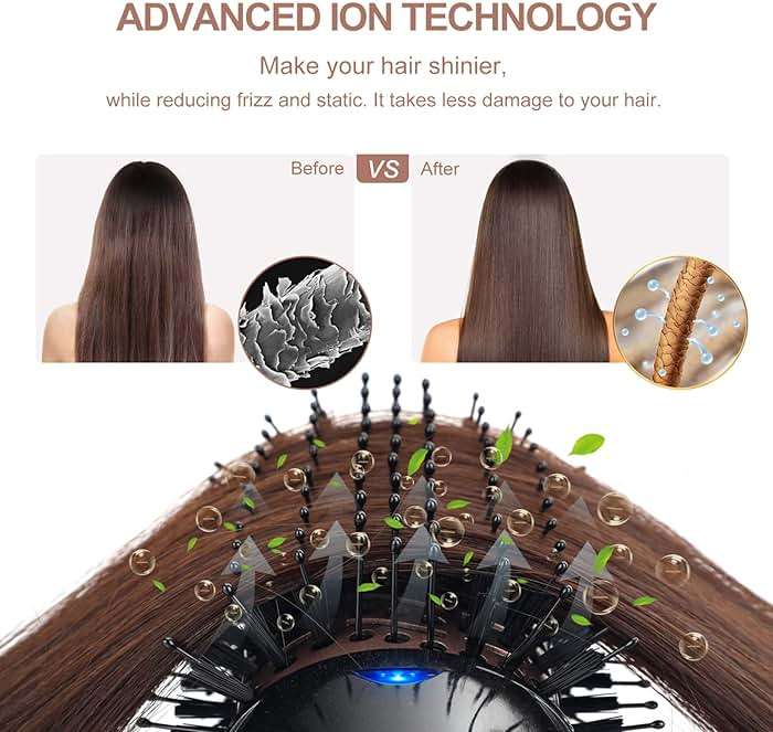 One Step Hair Dryer & Volumizing Hot Air Brush, Blow Dryer, Ceramic Straightener, Curler & Hot Comb 4 in 1 Salon Ionic Brush, Hair Styling Tools, Black - Image 6
