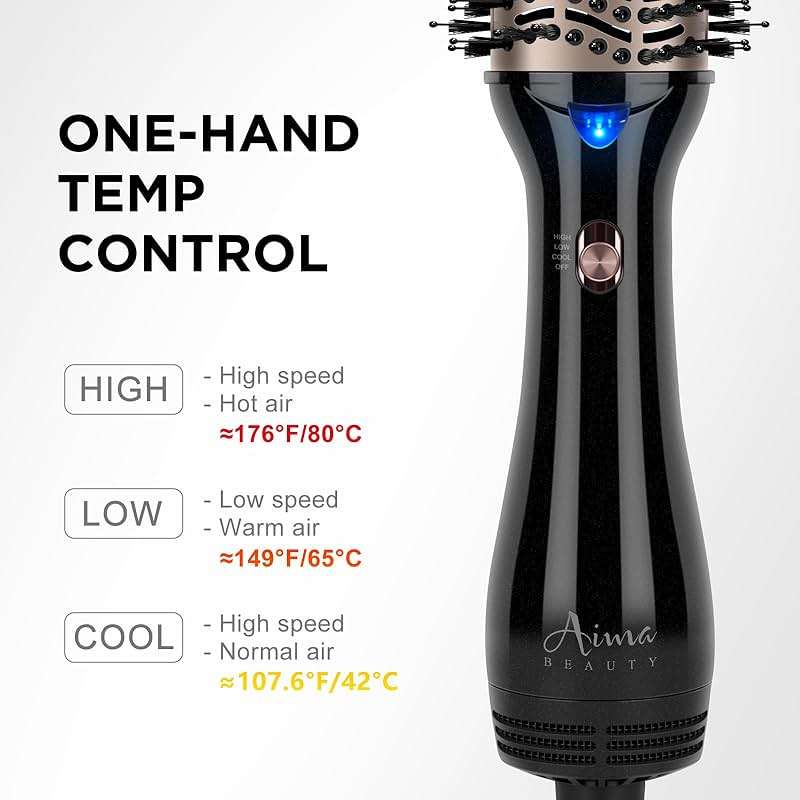 One Step Hair Dryer & Volumizing Hot Air Brush, Blow Dryer, Ceramic Straightener, Curler & Hot Comb 4 in 1 Salon Ionic Brush, Hair Styling Tools, Black - Image 7