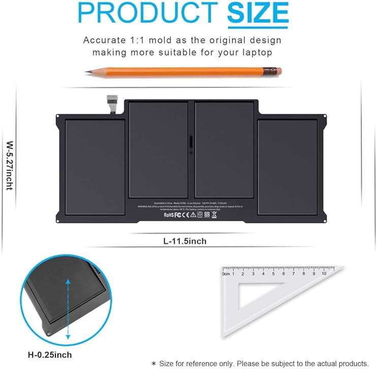 A1377 A1405 A1496 Laptop Battery Compatible with MacBook Air 13 inch A1466 (Early 2015, Early 2014, Mid 2013, Mid 2012, Mid 2011, 2017) A1369 (Mid 2011, Late 2010) MJVE2LL/A MJVG2LL/A MC504 54.4Wh - Image 3