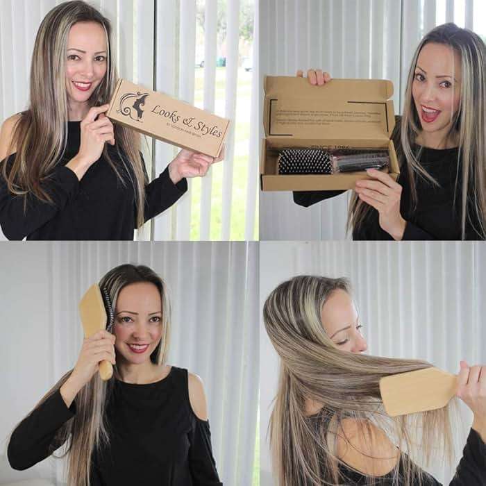 Hair Brush, Sosoon Boar Bristle Paddle Hairbrush for Long Short Thick Thin Curly Straight Wavy Dry Hair for Men Women Kids, No More Tangle, Giftbox & Tail Comb Included - Image 9