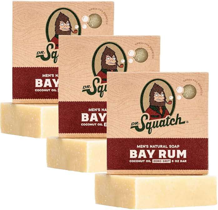 Dr. Squatch Natural Men’s Bar Soap - Cold Process Body Soap Bar with Natural Oils - Gifts for Men - Bay Rum (5 oz, 3-Pack) - Image 1