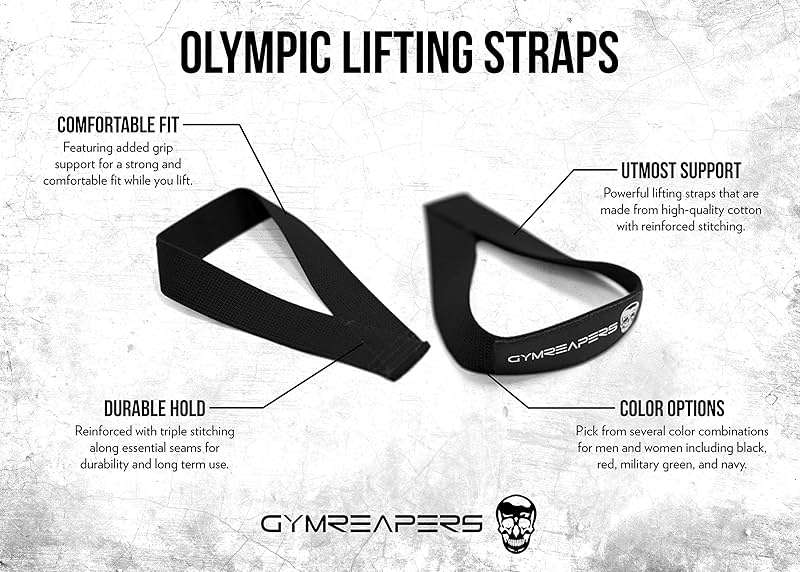 Gymreapers Olympic Lifting Straps for Weightlifting, Snatch, Clean, Powerlifting, Strongman, Deadlifts - Durable Cotton with Reinforced Stitching (Pair) - Image 2