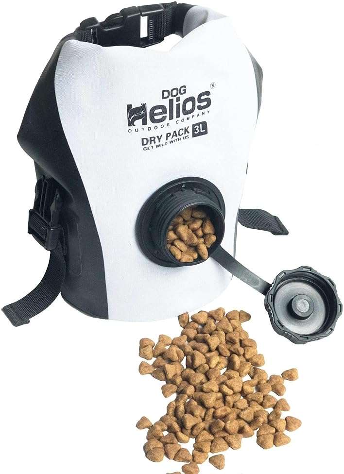 Dog Helios 'Grazer' Waterproof Outdoor Travel Dry Food Dispenser Bag, 3L, White - Image 3