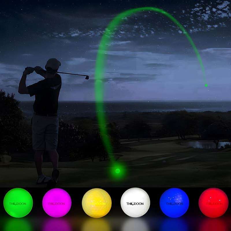 THIODOON Glow in The Dark Golf Balls Light up Led Golf Balls Night Golf Gift Sets for Men Kids Women 6 Pack (6 Colors in one) - Image 6