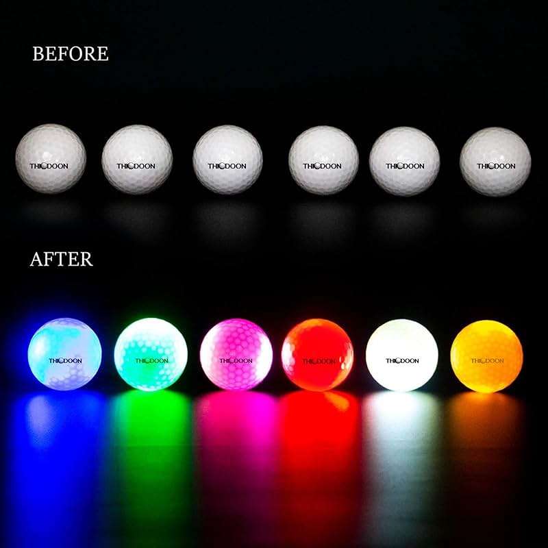 THIODOON Glow in The Dark Golf Balls Light up Led Golf Balls Night Golf Gift Sets for Men Kids Women 6 Pack (6 Colors in one) - Image 8
