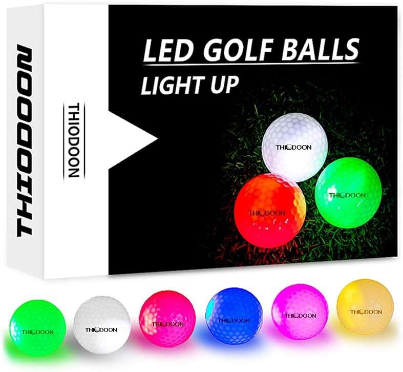 THIODOON Glow in The Dark Golf Balls Light up Led Golf Balls Night Golf Gift Sets for Men Kids Women 6 Pack (6 Colors in one) - Image 9