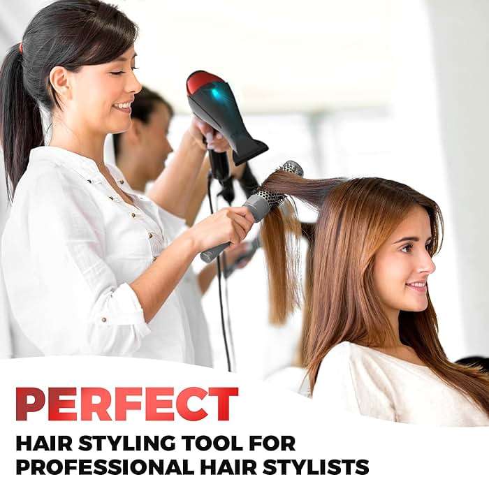 Professional Ionic Salon Hair Dryer, 2200 Watt Powerful AC Motor Ceramic Tourmaline Ion Blow Dryer, Quiet Hair Dryers with Diffuser & 2 Concentrator Nozzle Attachments Black/Red - Image 3
