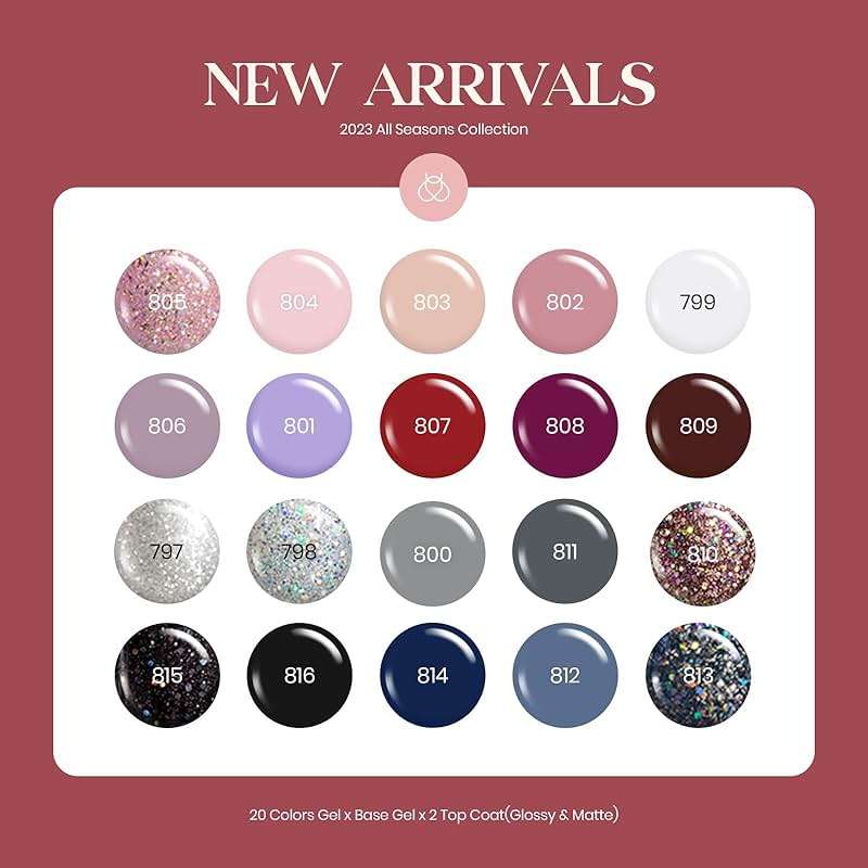 Beetles Gel Nail Polish Set - Nude Gray Pink Blue Burgundy Glitter Gel Polish Set Modern Muse Collection with 3Pcs Base Matte Glossy Top Coat Soak Off Uv Gel for Women - Image 2