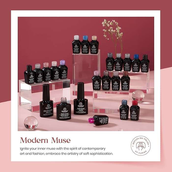 Beetles Gel Nail Polish Set - Nude Gray Pink Blue Burgundy Glitter Gel Polish Set Modern Muse Collection with 3Pcs Base Matte Glossy Top Coat Soak Off Uv Gel for Women - Image 3