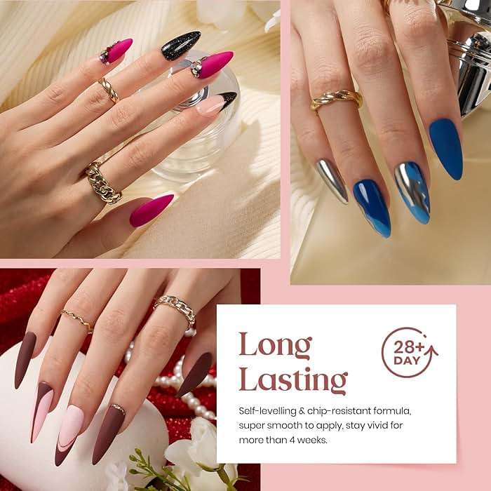 Beetles Gel Nail Polish Set - Nude Gray Pink Blue Burgundy Glitter Gel Polish Set Modern Muse Collection with 3Pcs Base Matte Glossy Top Coat Soak Off Uv Gel for Women - Image 5
