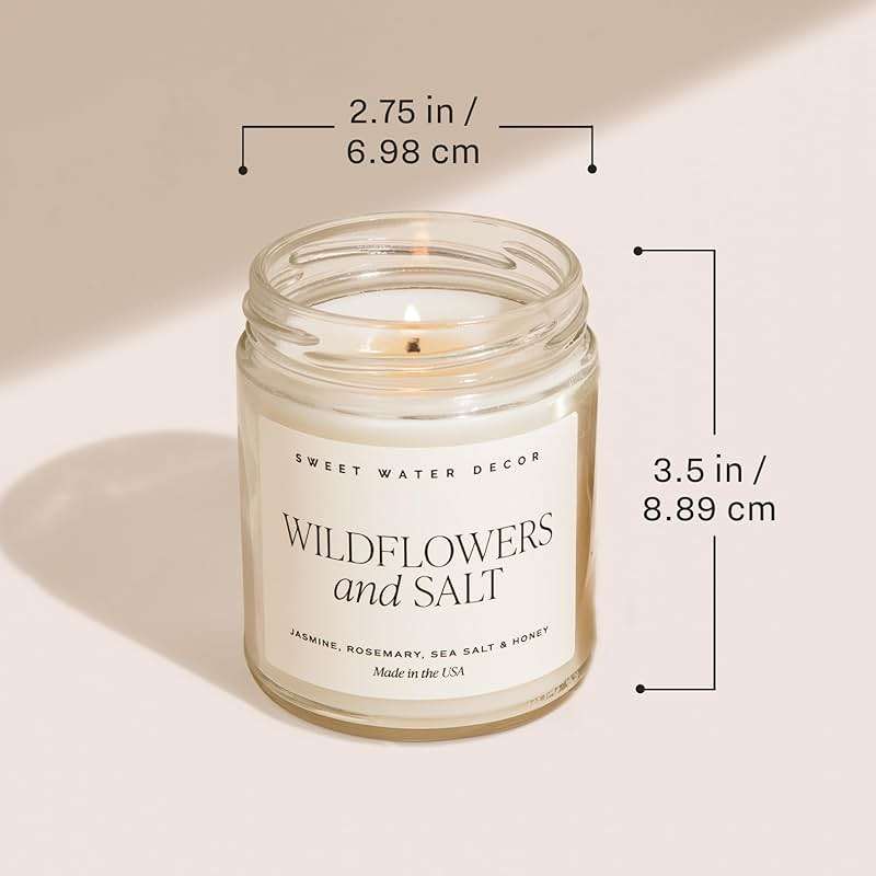 Sweet Water Decor, Be Still and Know, Sea Salt, Jasmine, Cream, and Wood Scented Soy Wax Candle for Home - Christian Candle Gifts for Women - 9oz Clear Jar, 40 Hour Burn Time, Made in the USA - Image 8