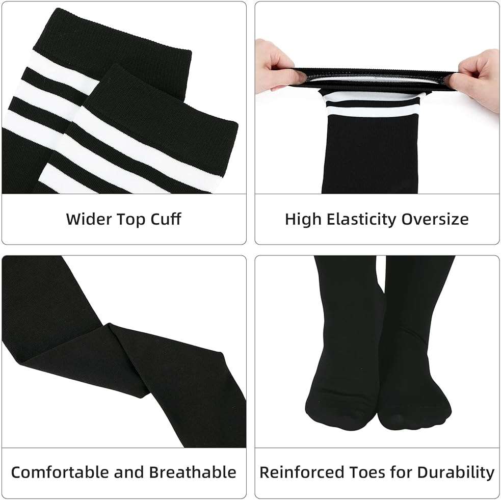 Zando Women Plus Size Thigh High Stockings Over the Knee Thin Tube Socks Long Sport Tights Casual Striped Leg Warmers - Image 3
