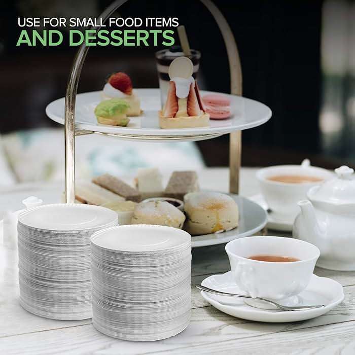 6-Inch Paper Plates Uncoated, Everyday Disposable Dessert Plates 6" Paper Plate Bulk, White, 500 Count, Stock Your Home - Image 2