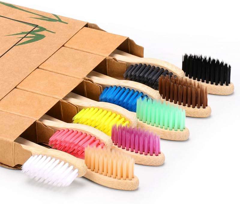 Virgin Forest 10 Count Bamboo Toothbrush, Soft Bristle for Adults, Eco Friendly Natural Wooden Toothbrushes, Vegan Organic Bamboo Travel Tooth Brush (10 Colors) - Image 8