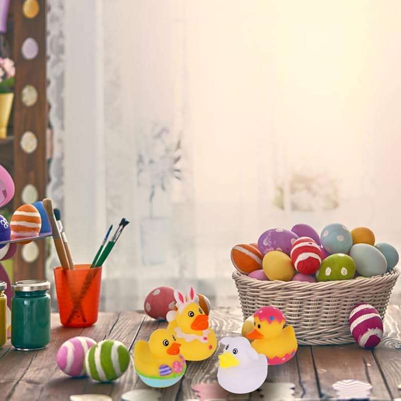 ArtCreativity 2.5 Inch Easter Rubber Ducks for Kids, Assorted Mini, Basket Stuffers, Egg Hunt Surprise Toys, Party Favors, Jeep and Bath, 12-Pack - Image 2