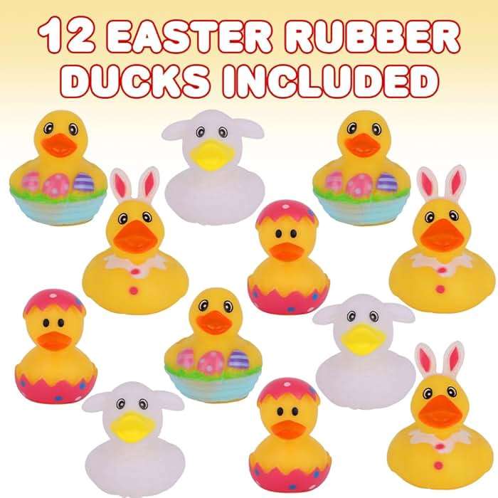ArtCreativity 2.5 Inch Easter Rubber Ducks for Kids, Assorted Mini, Basket Stuffers, Egg Hunt Surprise Toys, Party Favors, Jeep and Bath, 12-Pack - Image 4
