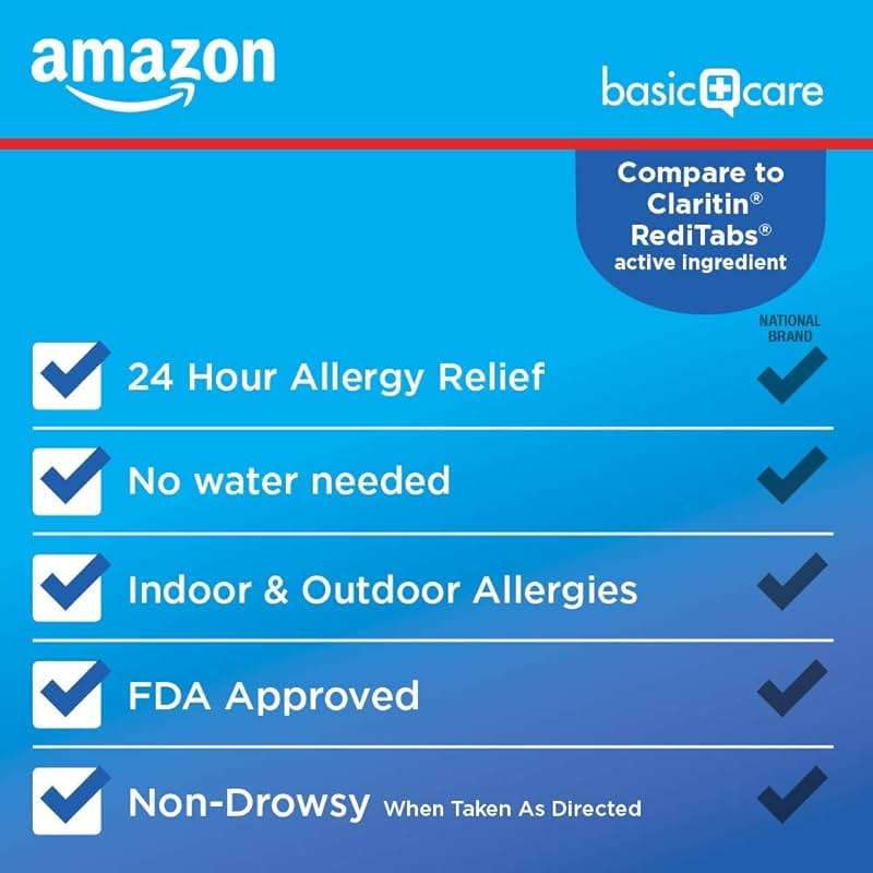 Amazon Basic Care Loratadine Orally Disintegrating Tablets, 10 mg, Antihistamine, Allergy Medicine, 24 Hour Relief, Non-Drowsy, 30 Count - Image 3