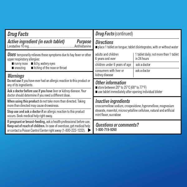 Amazon Basic Care Loratadine Orally Disintegrating Tablets, 10 mg, Antihistamine, Allergy Medicine, 24 Hour Relief, Non-Drowsy, 30 Count - Image 5