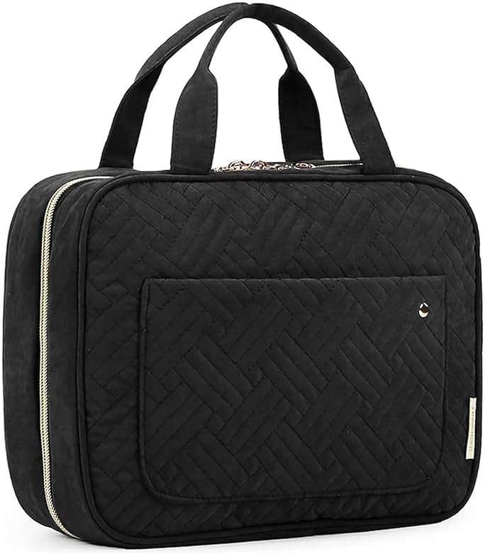 BAGSMART Large Toiletry Bag Travel Bag with Hanging Hook, Water-resistant Makeup Cosmetic Bag Travel Organizer for Accessories, Shampoo, Full Sized Container, Toiletries - Image 1