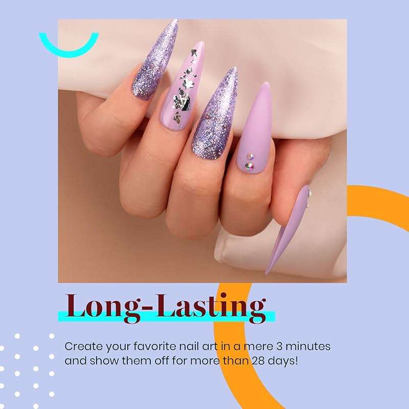 Beetles Purple Gel Polish Set - Grape Vine 6 Colors Lavender Dark Lilac Glitter Pink Nail Polish Soak Off Uv LED Gel Nail Kit Salon DIY Nail Art Manicure Home Spring Gifts for Women - Image 2