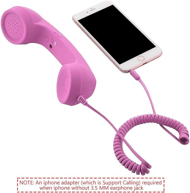 CM Vintage Retro Telephone Handset Cell Phone Receiver MIC Microphone for Cellphone Smartphone, 3.5 mm Socket (Pink) - Image 4