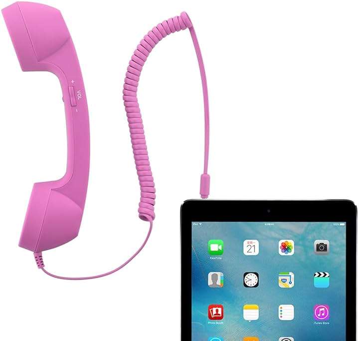 CM Vintage Retro Telephone Handset Cell Phone Receiver MIC Microphone for Cellphone Smartphone, 3.5 mm Socket (Pink) - Image 5