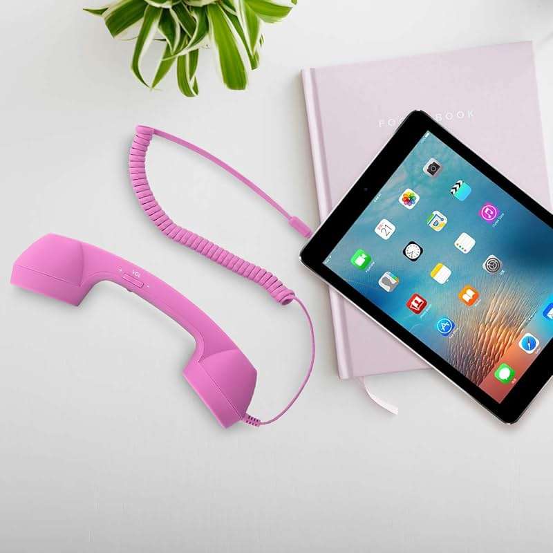 CM Vintage Retro Telephone Handset Cell Phone Receiver MIC Microphone for Cellphone Smartphone, 3.5 mm Socket (Pink) - Image 6