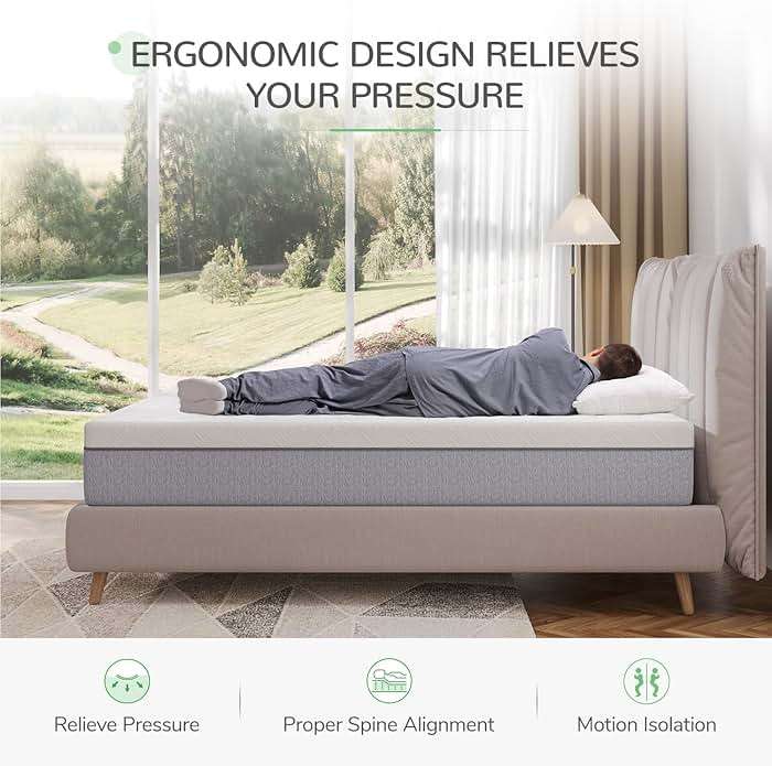 Novilla Queen Mattress, 10 Inch Gel Memory Foam Queen Size Mattress for Cool Night & Pressure Relief, Medium Plush Bed Mattresses, Bliss - Image 3