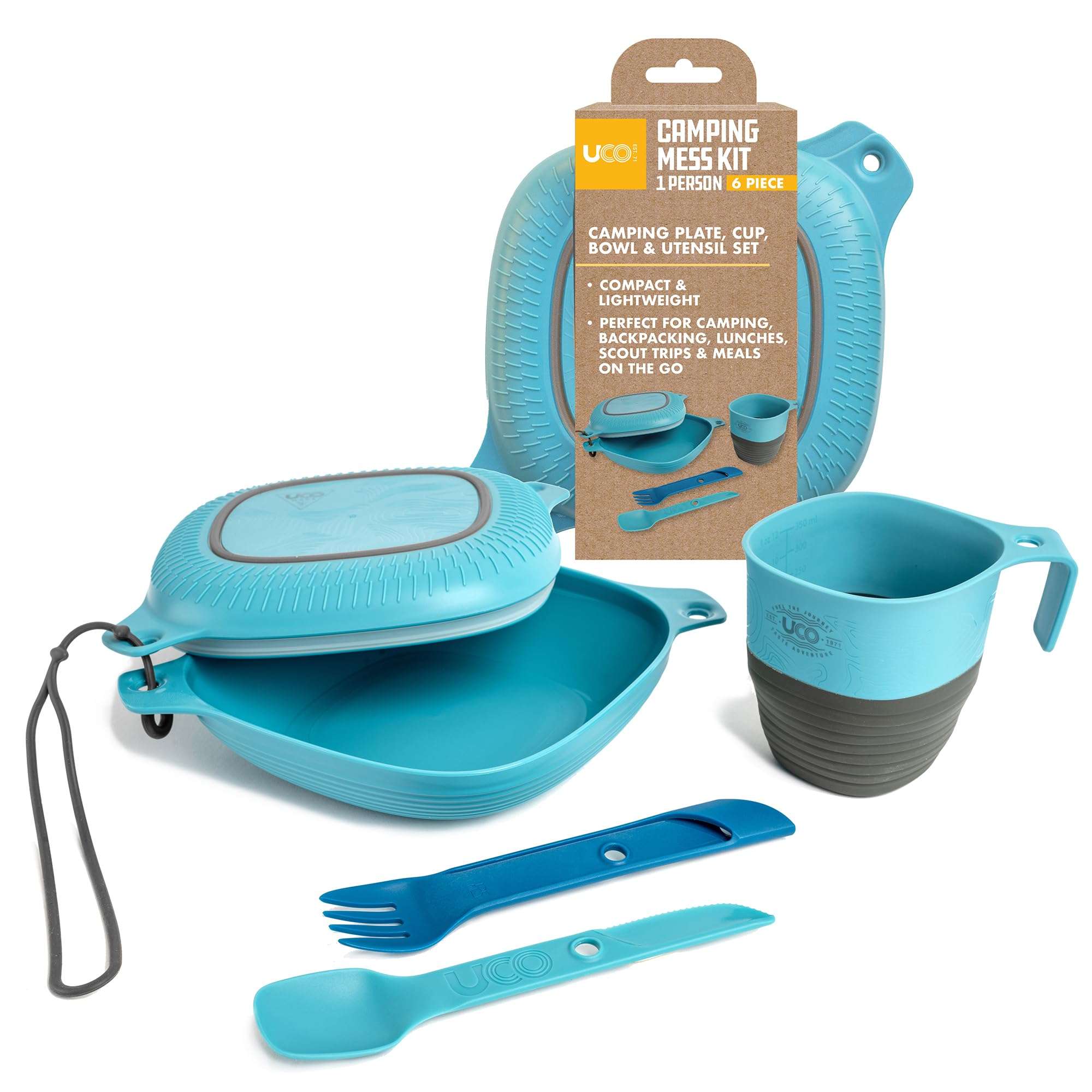 UCO Camping Mess Kit with Bowl, Plate, Collapsible Cup, and Switch Camping Spork - Image 1