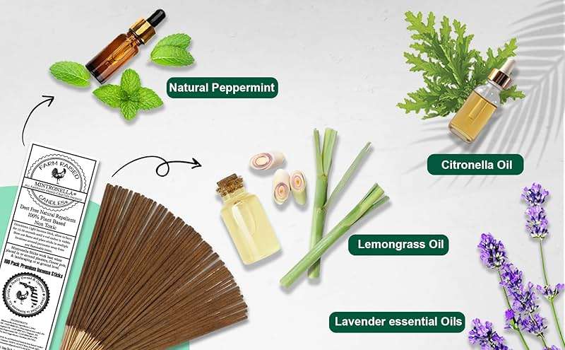 Farm Raised Candles Mintronella USA Made Citronella & Peppermint Mosquito Repellent Incense Sticks – 100 Pack – Natural Bug & Insect Repellent – Outdoor Camping, Patio Decor – No‑See‑Um & Gnats, Fly - Image 9