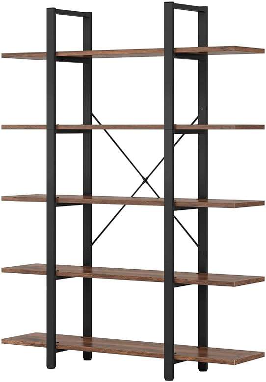 Tribesigns 5-Tier Bookshelf, Vintage Industrial Style Bookcase 72 H x 12 W x 47L Inches - Image 5