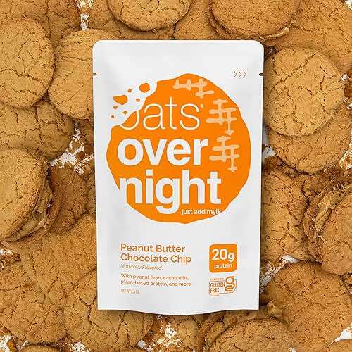 Oats Overnight Peanut Butter Chocolate Chip - Vegan Overnight Oats Protein Shake with 20g Vegan Protein Powder - High Fiber, Gluten Free, Dairy Free Oatmeal (2.4 oz per Meal) (24 Pack) - Image 6