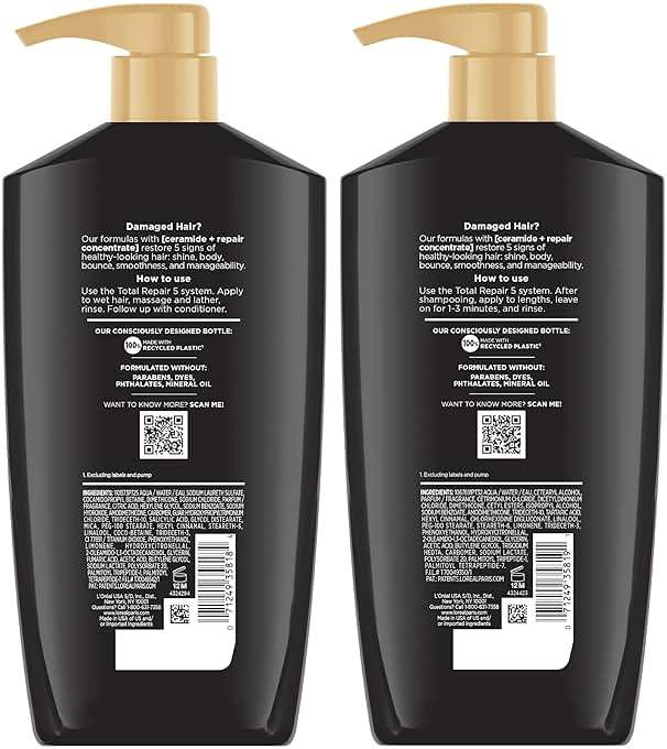 L'Oreal Paris Elvive Total Repair 5 Damage Reversing Shampoo and Conditioner Set for Dry and Damaged Hair, Hair Repair Formula with Protein and Ceramide, 56 Fl Oz Set - Image 11