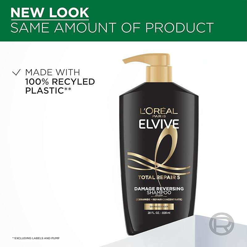 L'Oreal Paris Elvive Total Repair 5 Damage Reversing Shampoo and Conditioner Set for Dry and Damaged Hair, Hair Repair Formula with Protein and Ceramide, 56 Fl Oz Set - Image 6