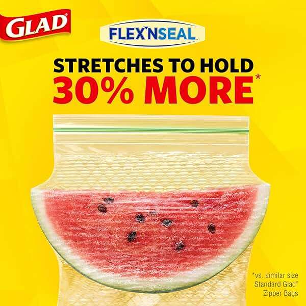 Glad Flex'N Seal Food Storage Plastic Bags, Sandwich, 100 Count, Pack of 4 (Package May Vary) - Image 3