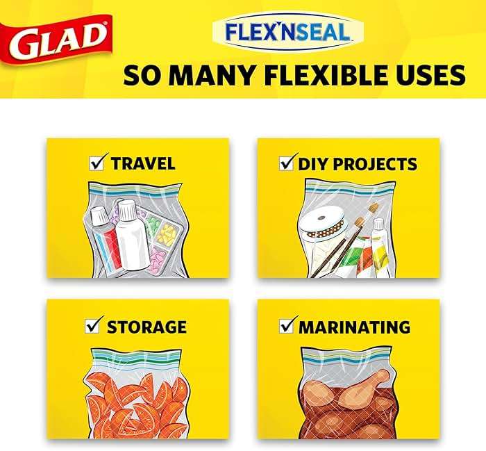 Glad Flex'N Seal Food Storage Plastic Bags, Sandwich, 100 Count, Pack of 4 (Package May Vary) - Image 5