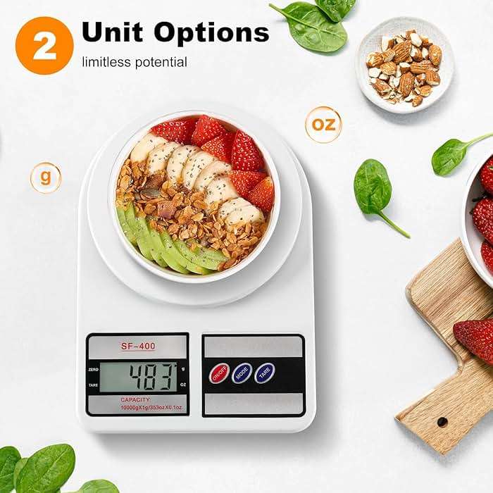 Partyreal Digital Kitchen Scale Capacity, Stainless Steel Food Scale with oz/g Units | Replaceable Battery Power | Ideal for Meal Prep, Cooking, Baking - Image 3