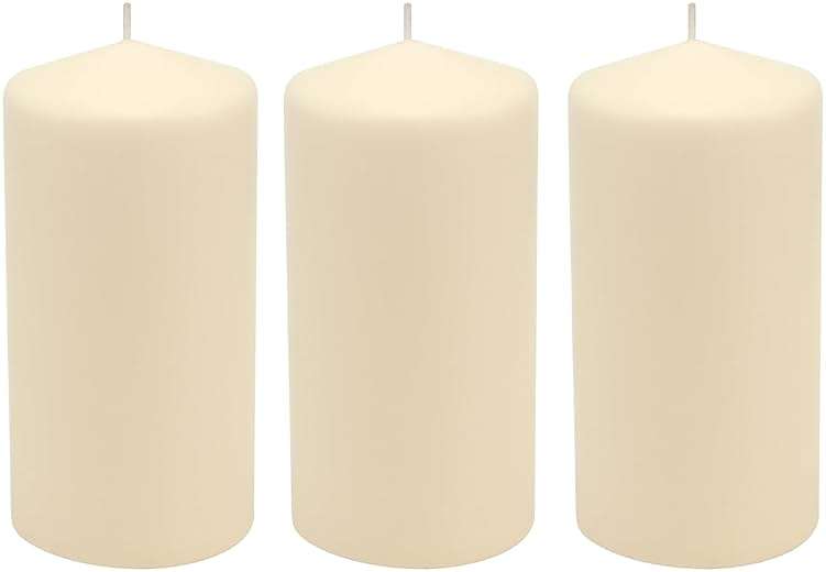Stonebriar Unscented Pillar Candles – 65 Hour Burn Time, Long-Lasting Wax Candles for Weddings, Holidays, Home Décor & Special Events, Pack of 6, Ivory, 3" x 6" - Image 1