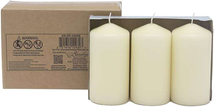 Stonebriar Unscented Pillar Candles – 65 Hour Burn Time, Long-Lasting Wax Candles for Weddings, Holidays, Home Décor & Special Events, Pack of 6, Ivory, 3" x 6" - Image 4