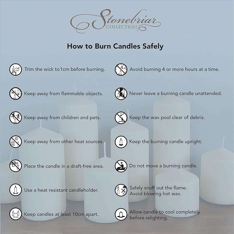 Stonebriar Unscented Pillar Candles – 65 Hour Burn Time, Long-Lasting Wax Candles for Weddings, Holidays, Home Décor & Special Events, Pack of 6, Ivory, 3" x 6" - Image 9