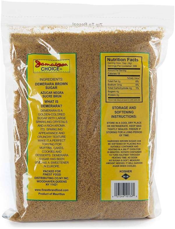 Demerara Brown Sugar - Made From Pure Sugar Cane, Product of Mauritius, Kosher | 56 Oz - By Jamaican Choice - Image 2