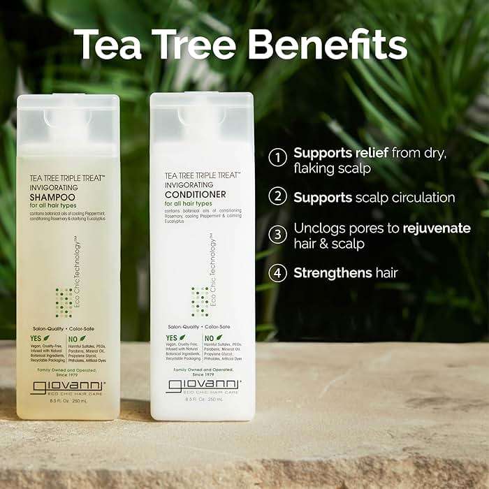 GIOVANNI Tea Tree Triple Treat Invigorating Shampoo & Conditioner Set - Cooling Peppermint, Eucalyptus, Rosemary, Helps Dry, Flaky Scalp, Salon Quality, Vegan, Cruelty Free - 8.5 oz Each - Image 5