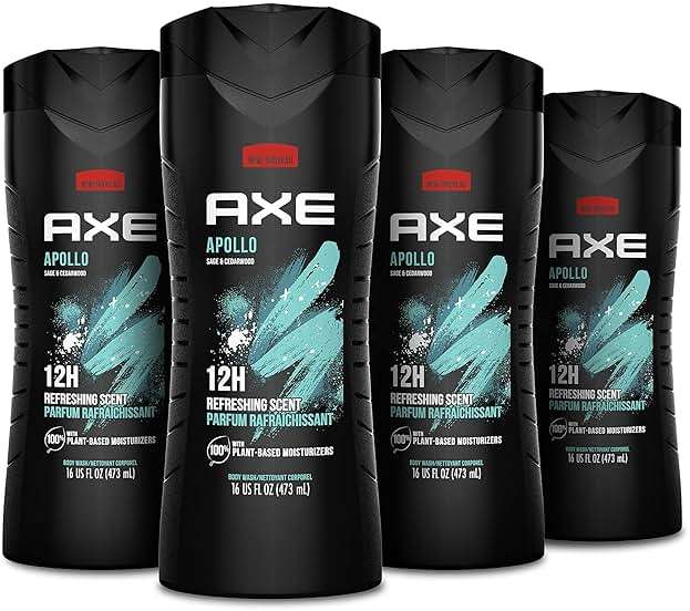 AXE Sage & Cedarwood Body Wash Apollo 4 Count for Long Lasting Freshness Men's Body Wash with Odor-Busting Prebiotics 16 oz - Image 1