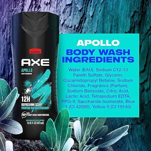AXE Sage & Cedarwood Body Wash Apollo 4 Count for Long Lasting Freshness Men's Body Wash with Odor-Busting Prebiotics 16 oz - Image 11